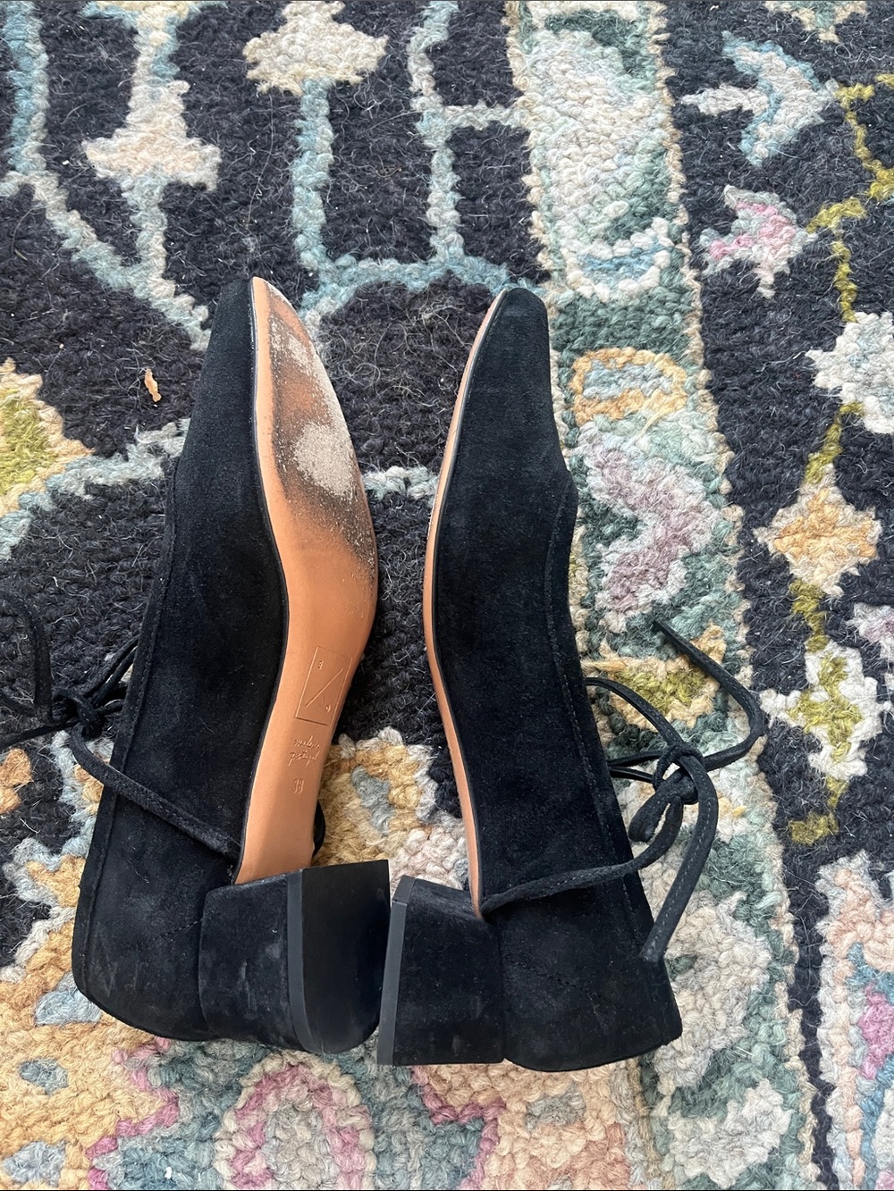 either/or Low Heel Ballet in Black Suede - Picture 6 of 11